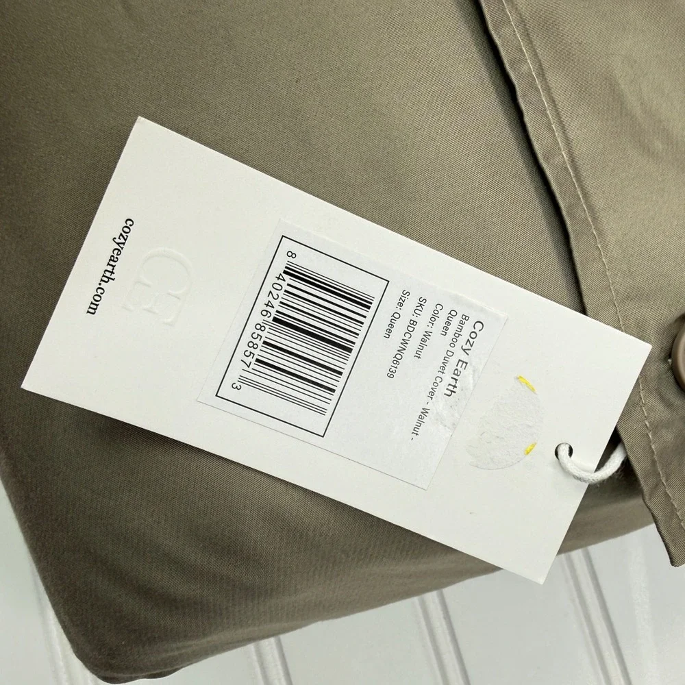 Cozy Earth Queen Bamboo Duvet Cover Walnut Brown Viscose Zip Closure NWT‎